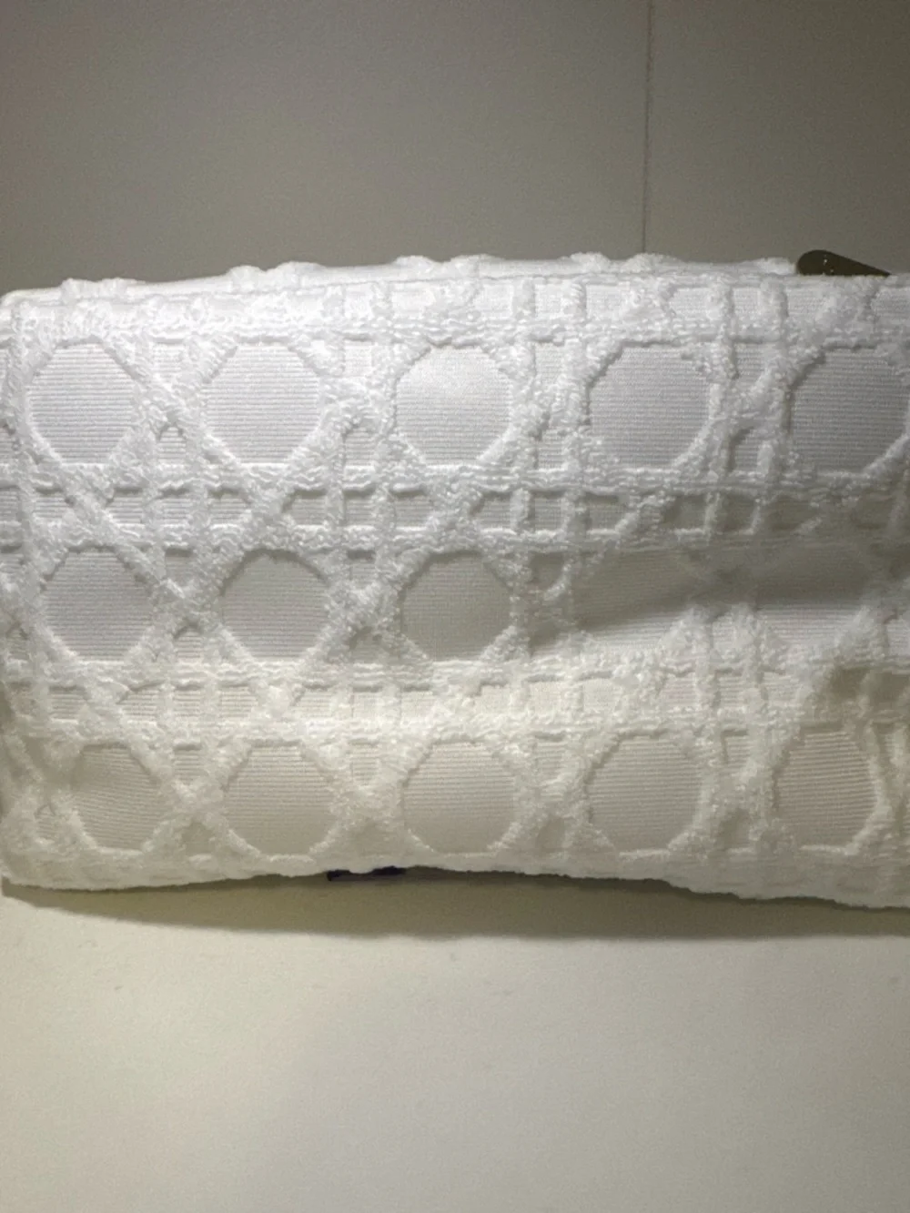 Dior White Textured Embroidered Pouch